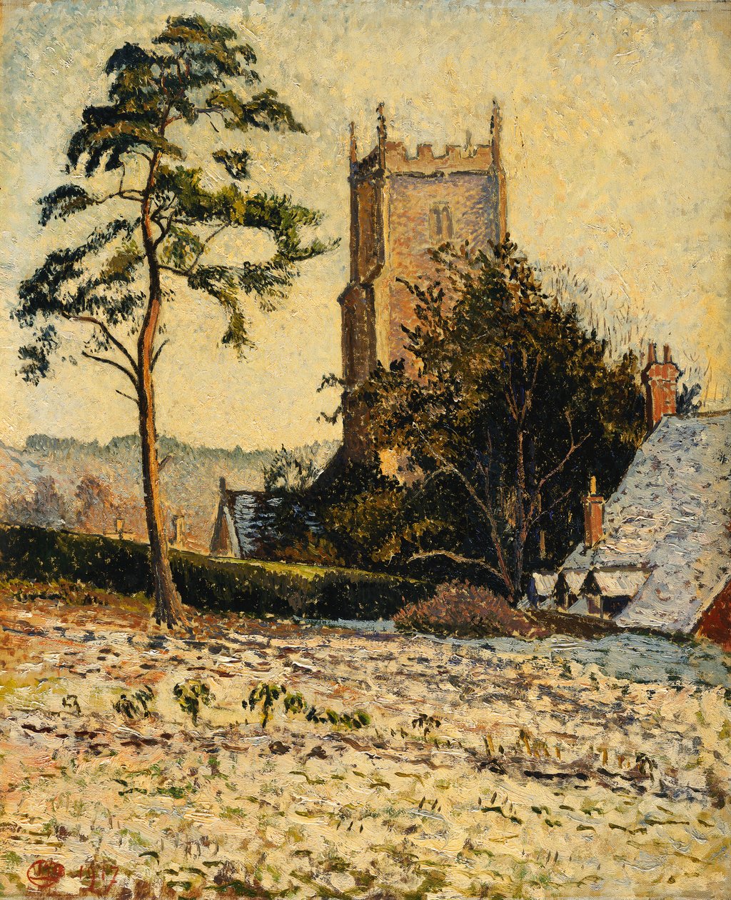 Die Kirche in East Knoyle, Thaw von Lucien Pissarro