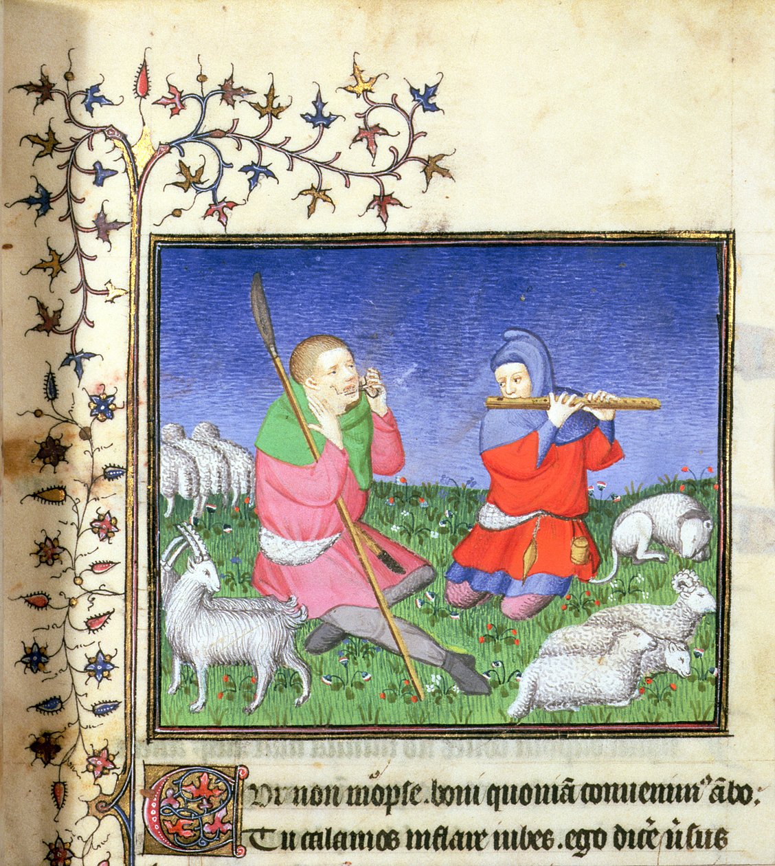 MS. 307, fol.20r Illustration zur Ekloge 5, Paris, um 1410 von Lucon Master