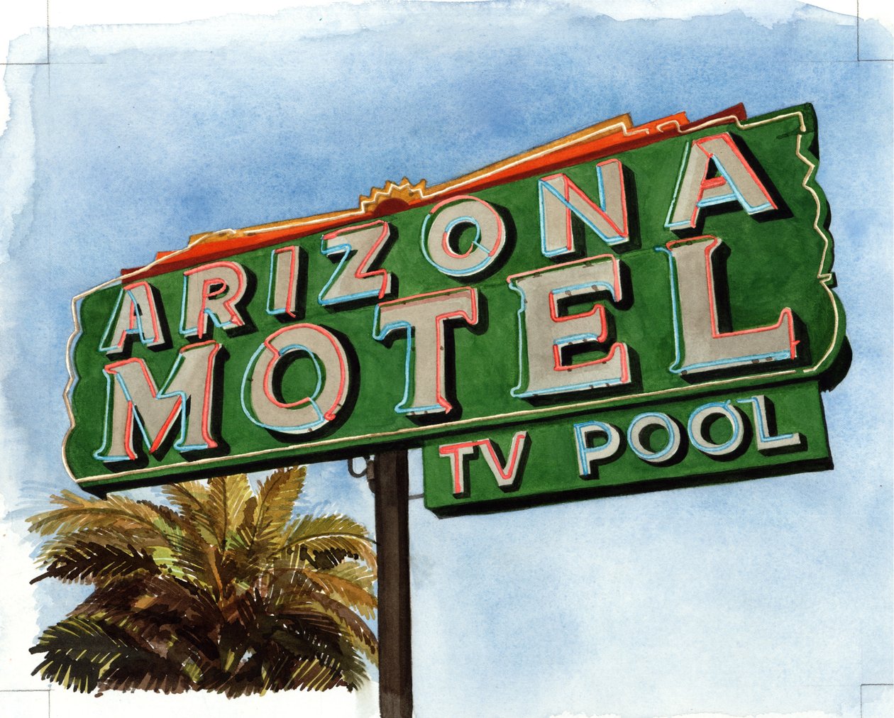 Arizona Motel an der 6th Avenue, 2004 von Lucy Masterman