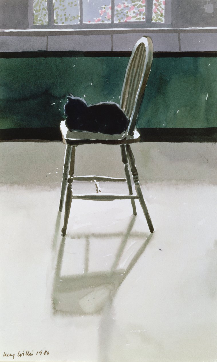 Katze auf einem Stuhl, 1986 von Lucy Willis