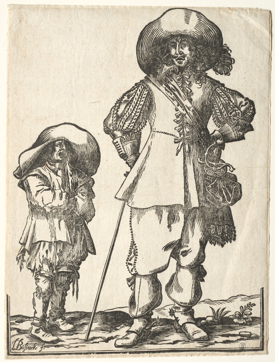 Stehender Kavalier und Betteljunge von Ludolph Büsinck
