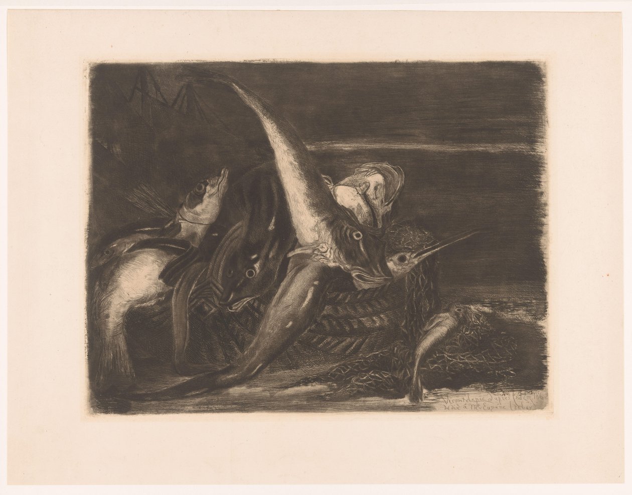 Fische in Körben am Strand von Ludovic Napoléon Lepic