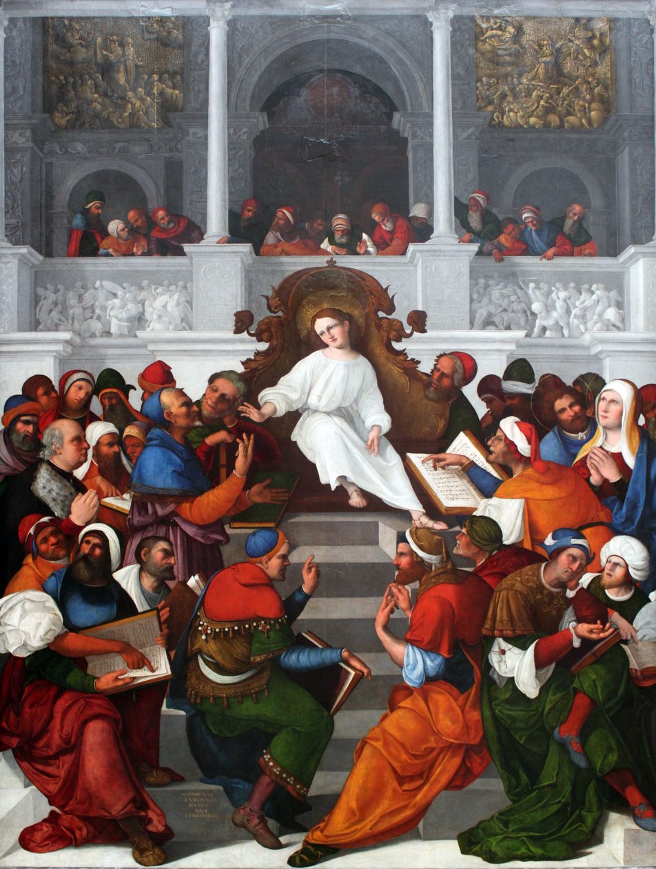 Der zwölfjährige Jesus lehrt im Tempel von Ludovico Mazzolino