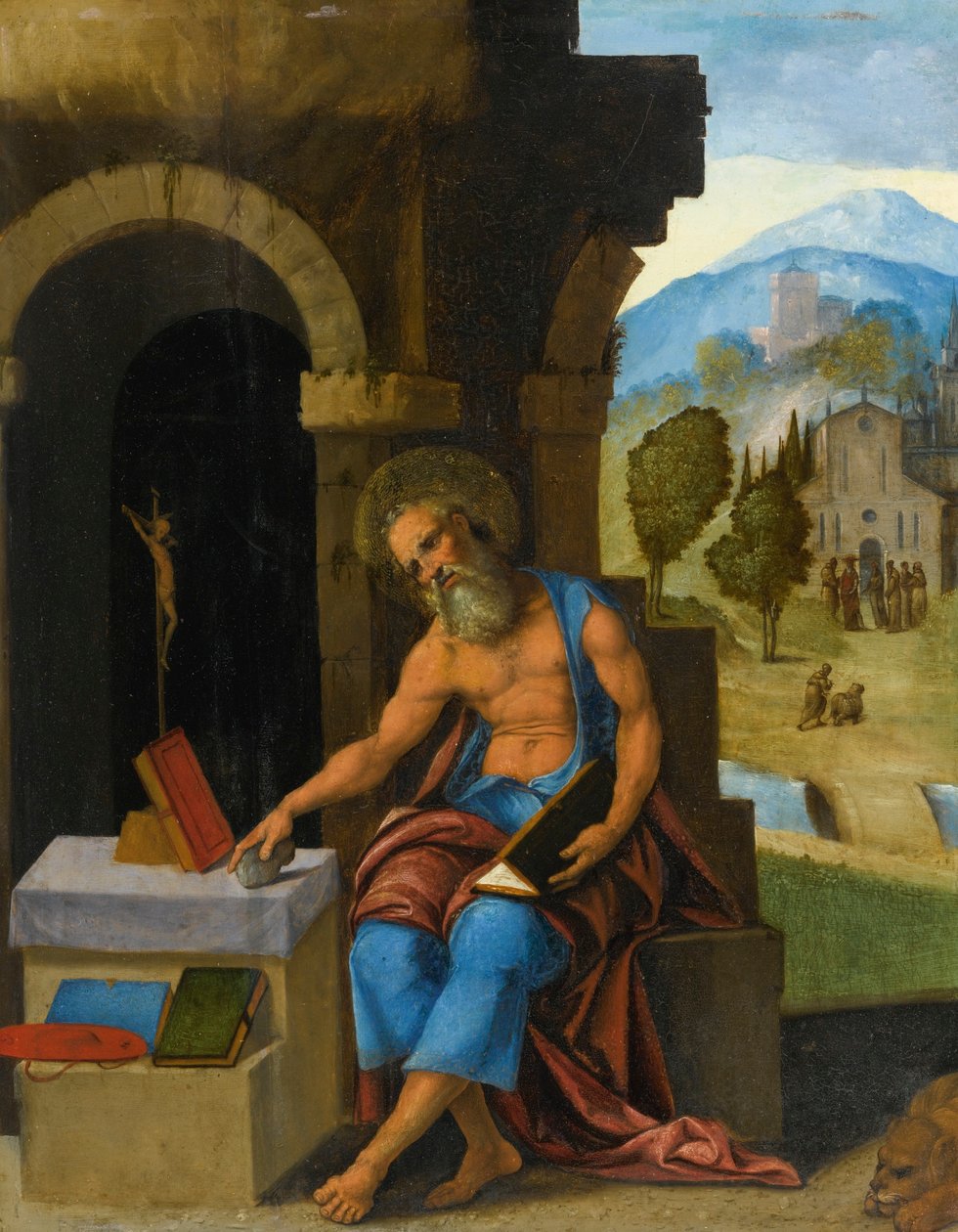 Der heilige Hieronymus in Kontemplation von Ludovico Mazzolino