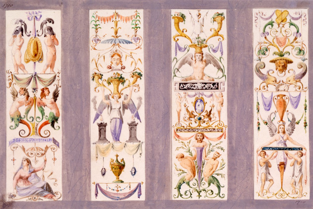 Vier Arabeskenpaneele von der Scala del Palazzo Ducale, Venedig von Ludwig Gruner