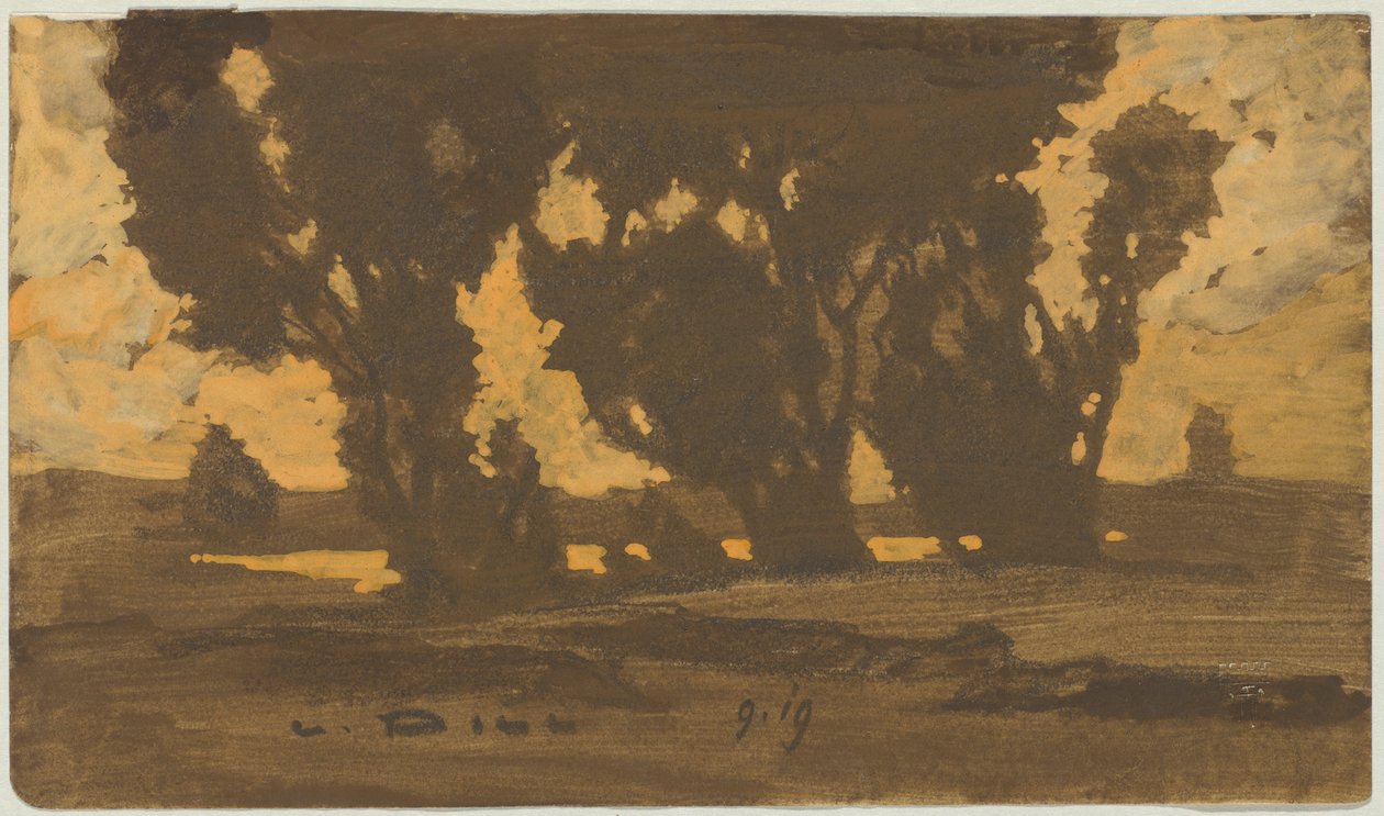 Weiden in Dachauer Moorlandschaft von Ludwig Dill