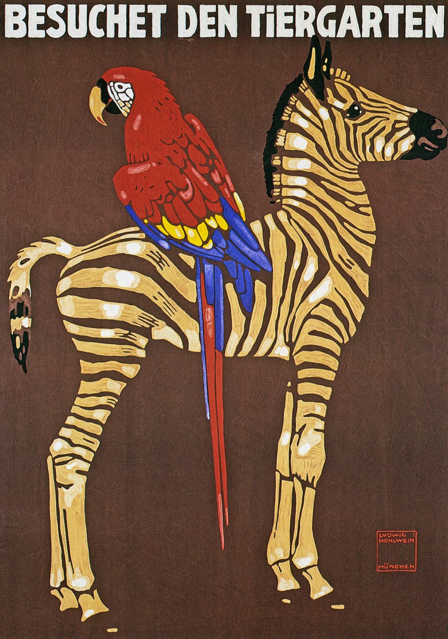 Plakatwerbung für den Hellabrunn Zoo in München von Ludwig Hohlwein