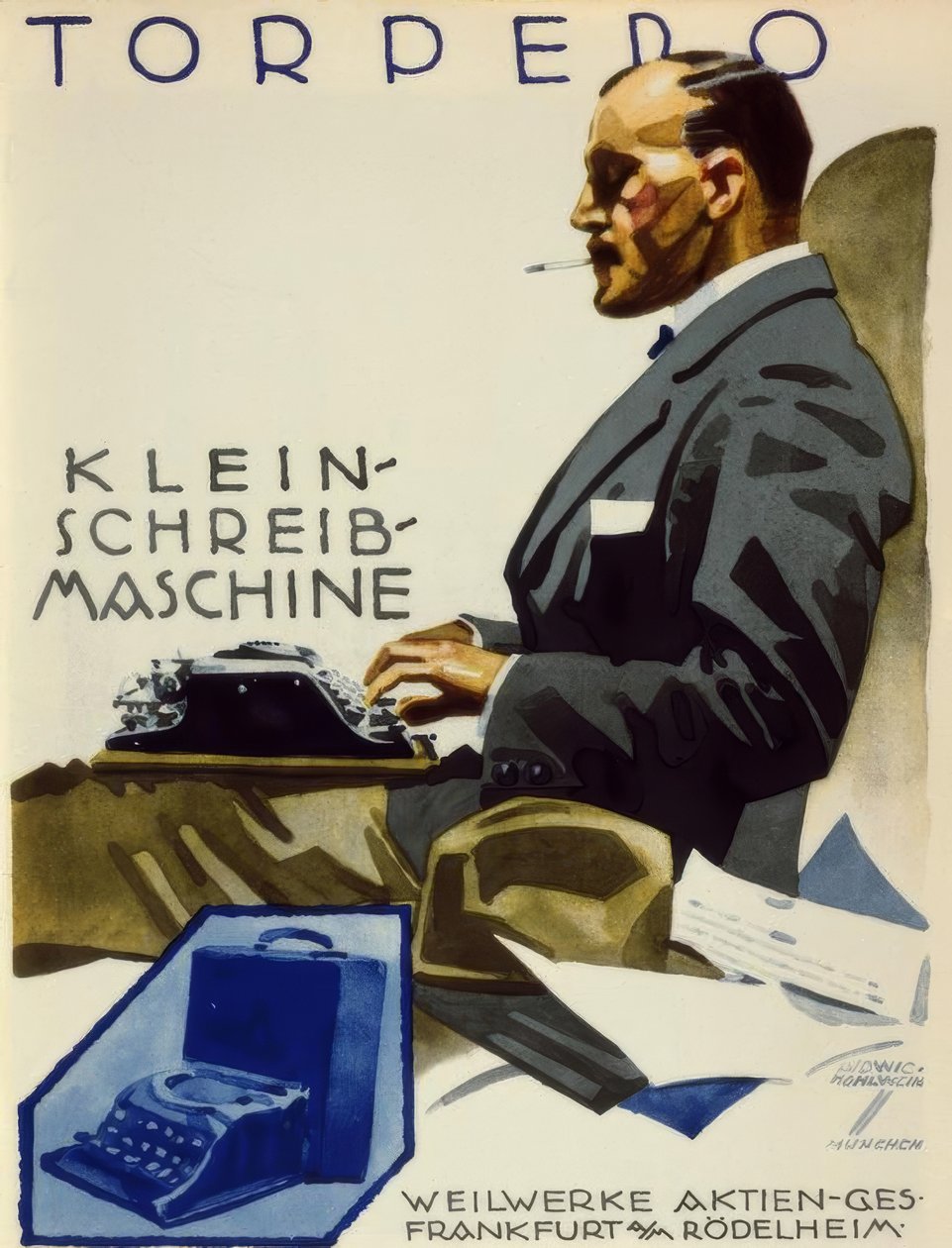 Torpedo Kleinschreibmaschine von Ludwig Hohlwein