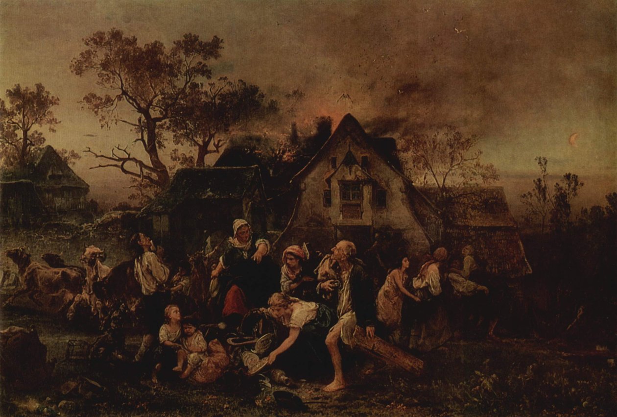 Feuer im Dorf von Ludwig Knaus