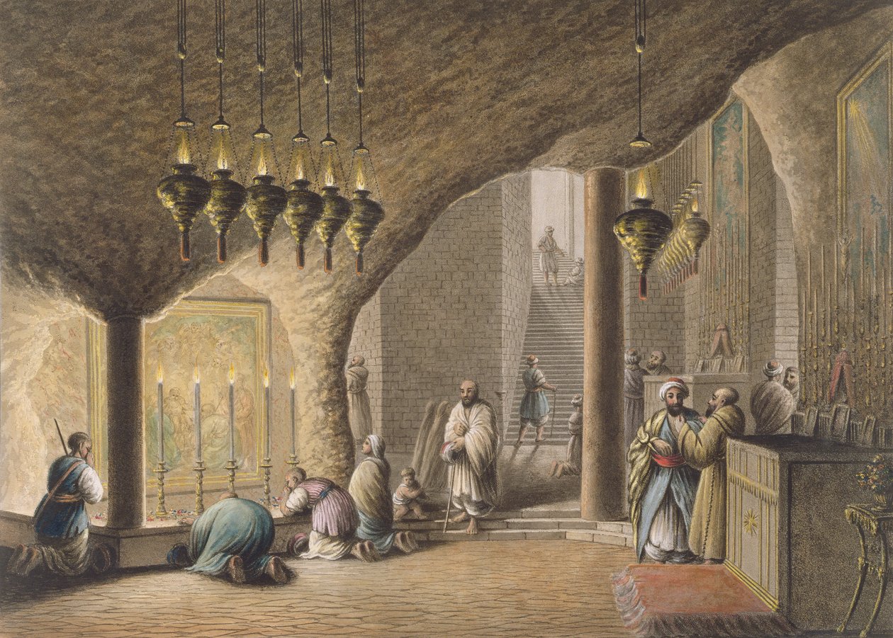 Die Grotte der Geburt Christi, Bethlehem, veröffentlicht von William Watts, 1802 von Luigi Mayer