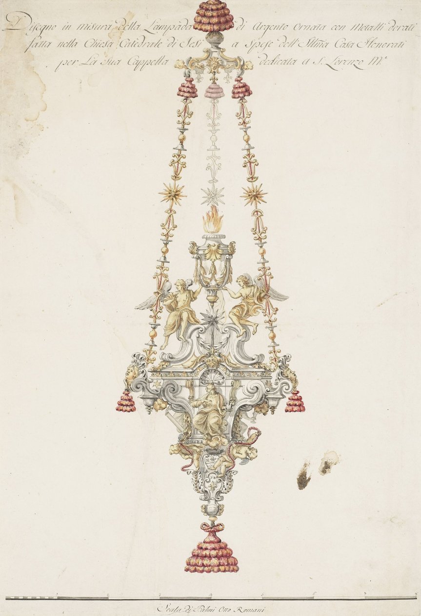 Eine Altarlampe in der Familienkapelle der Honorati in der Kathedrale von Jesi von Luigi Valadier