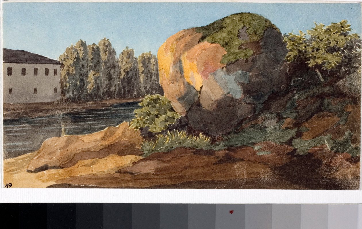 Landschaft mit Bach (Aquarell, ca. 1825) von Luigi Garibbo