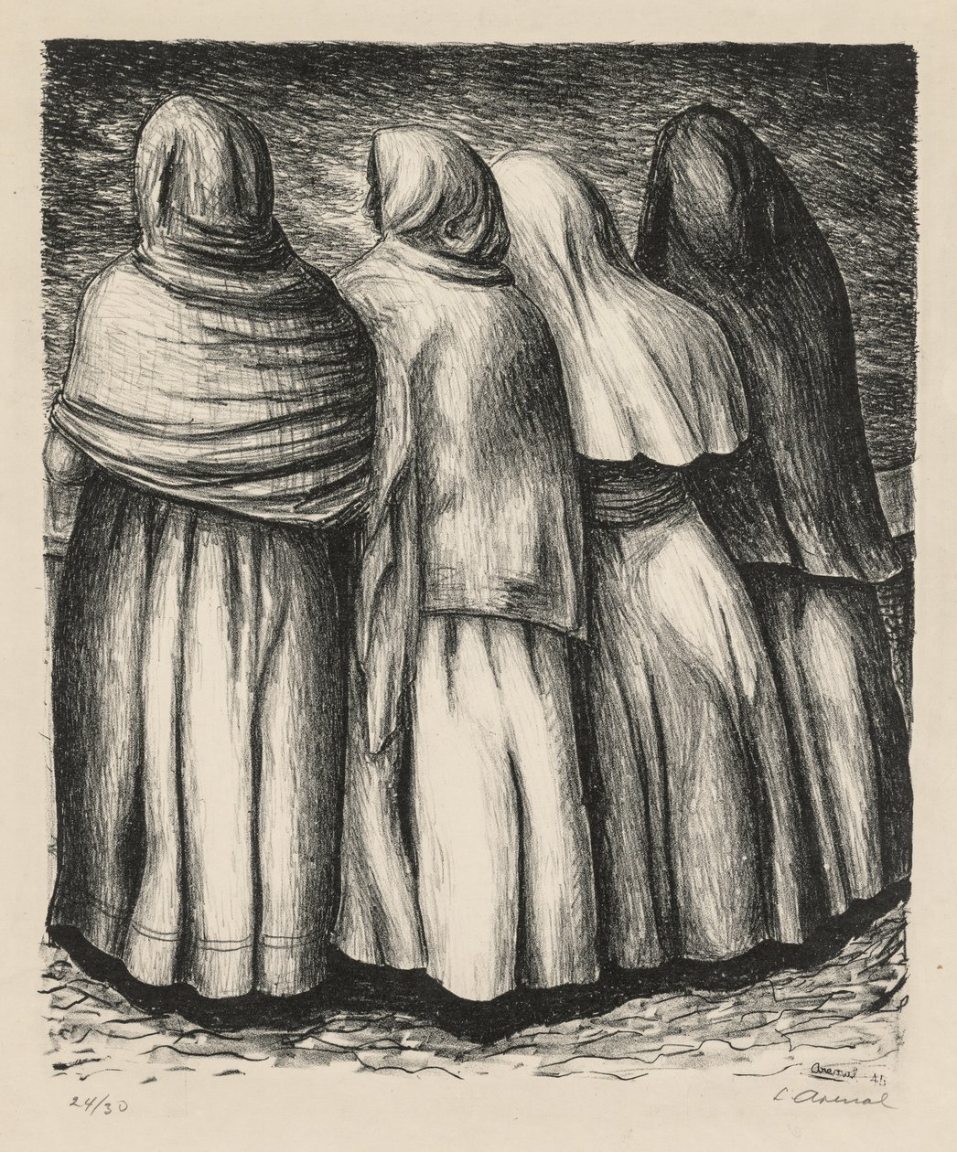 Frauen im Profil Mujeres de perfil, 1945 von Luis Arenal
