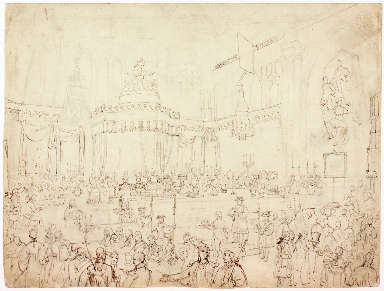 Studie für das Bankett der Alliierten Souveräne in der Guildhall, London von Luke Clennell