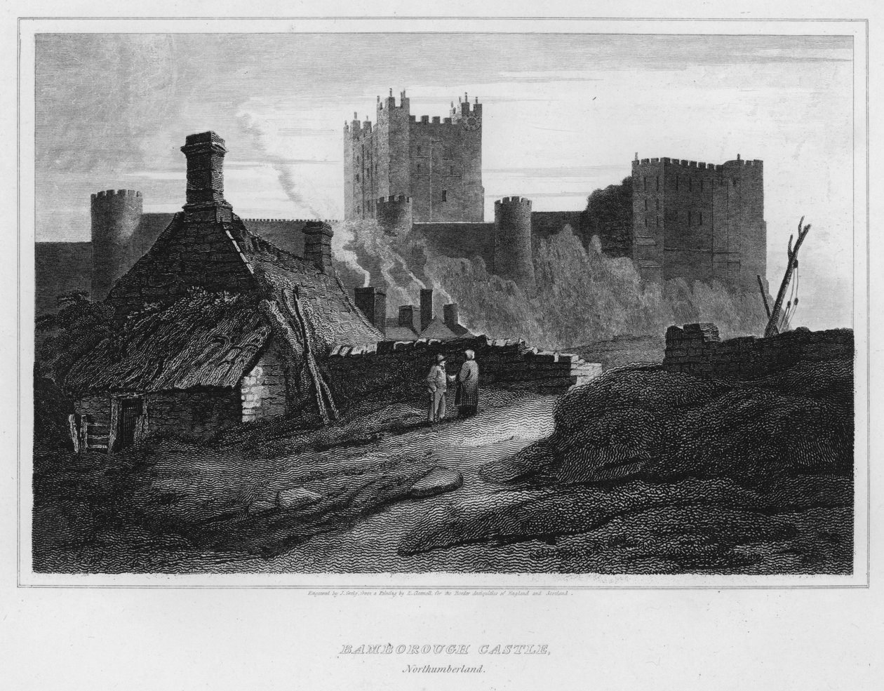 Bamborough Castle, Northumberland (Gravur) von Luke (after) Clennell