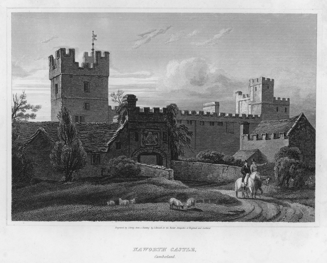 Naworth Castle, Cumberland (Gravur) von Luke (after) Clennell