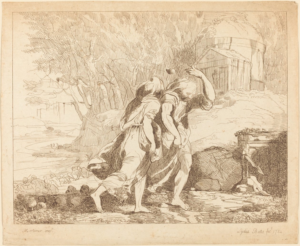Zwei fliehende Figuren (Atlanta und Hippomenes?) von Lydia Bates