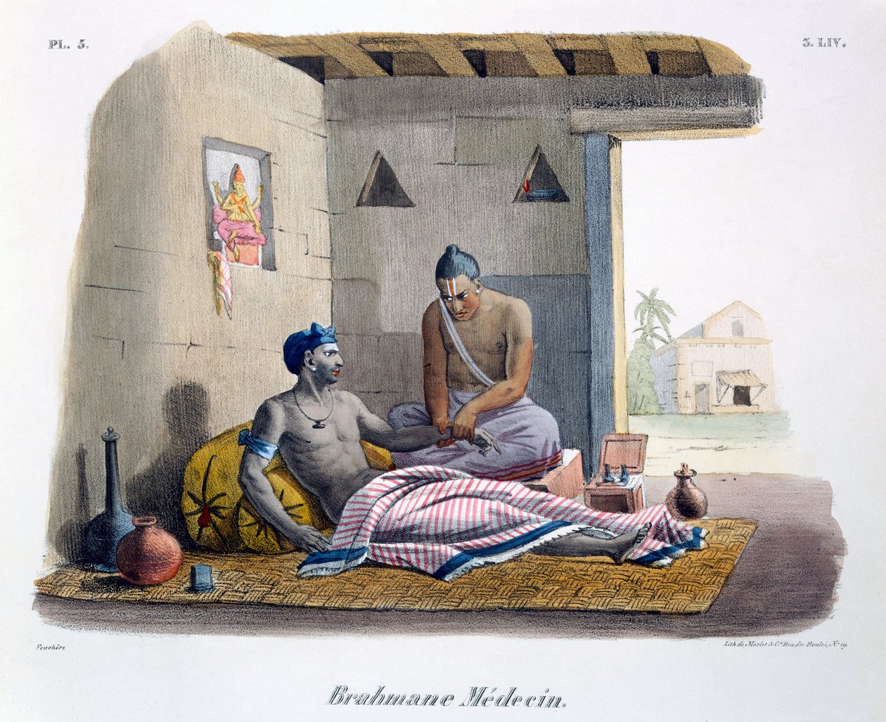 Ein Brahmane, der einen Puls nimmt, 1827-35 von M.E. Burnouf