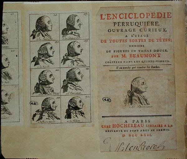 Enzyklopädie der Perückenmacher, veröffentlicht in Paris von M. Beaumont