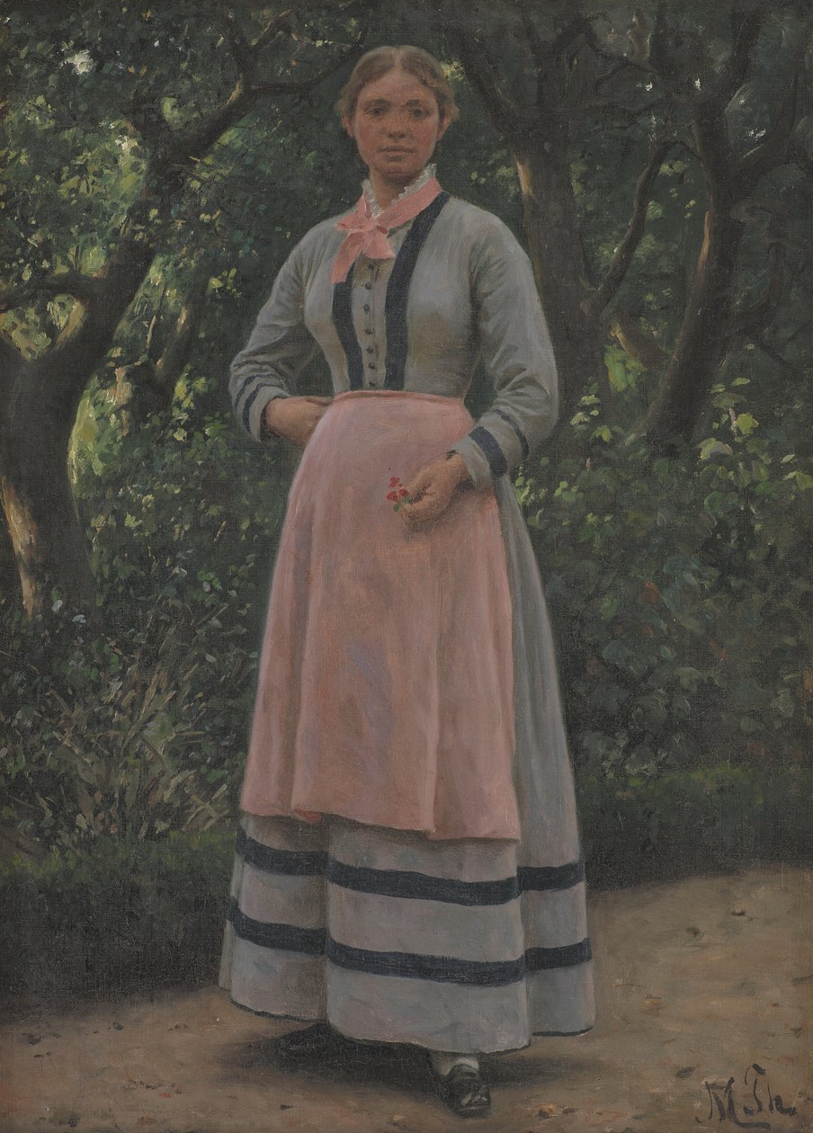 Junges Mädchen in einem Garten von M. Therkildsen