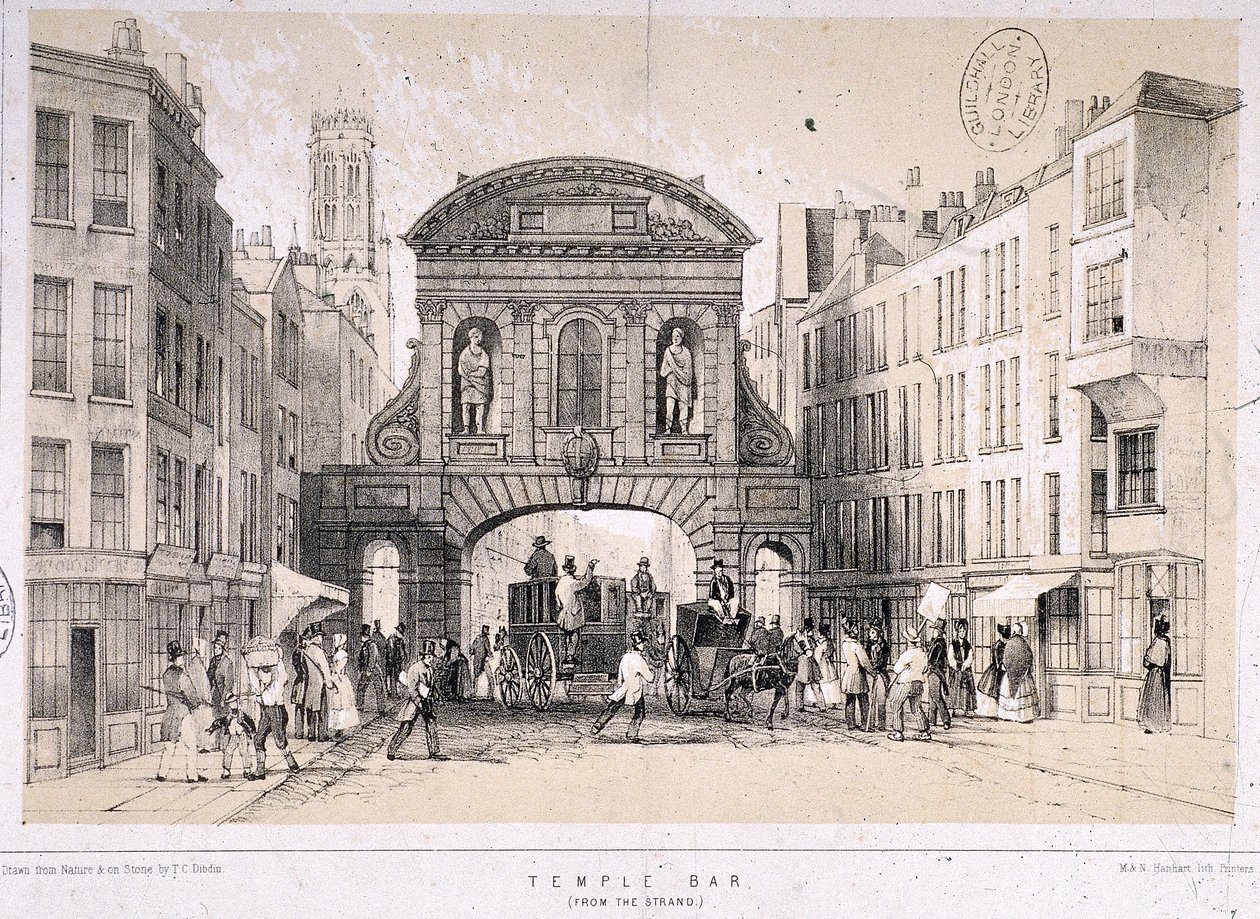 Temple Bar, London, ca. 1845 von M and N Hanhart