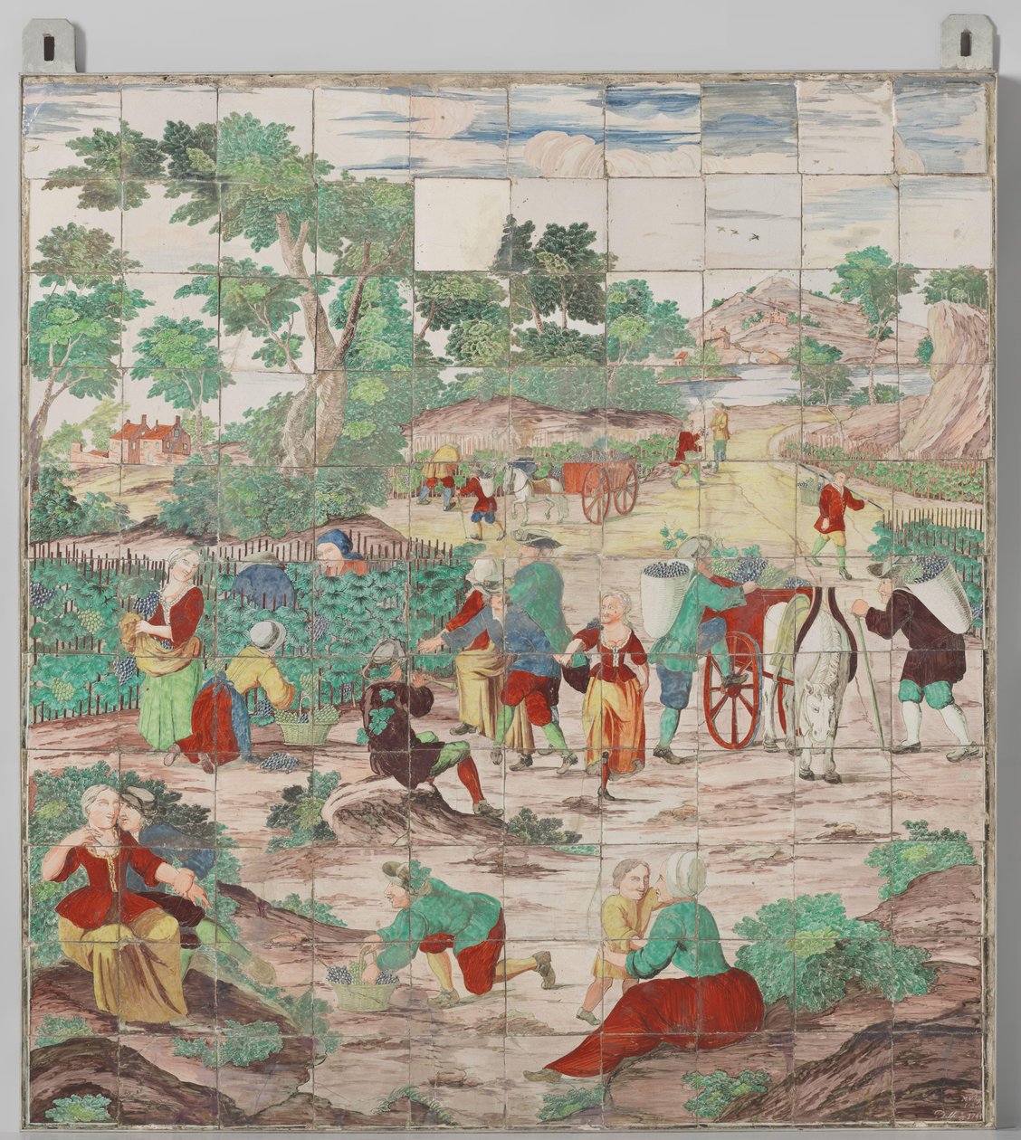 Fliesentableau mit der Weinlese von M. van Kuyk