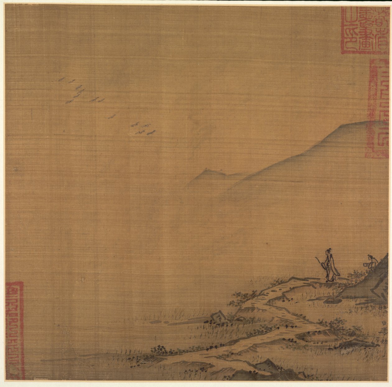 Landschaft mit fliegenden Gänsen von Ma Lin