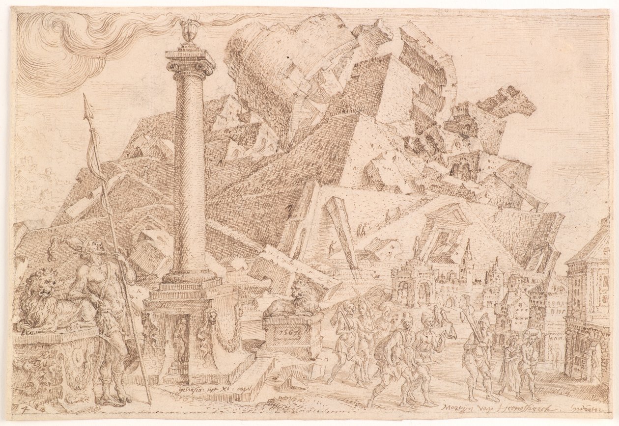 Die Zerstörung des Turms von Babel von Maarten van Heemskerck