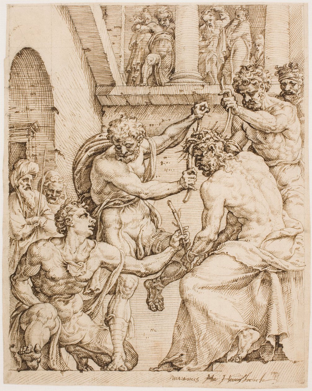 Christus wird mit Dornen gekrönt von Maarten van Heemskerck