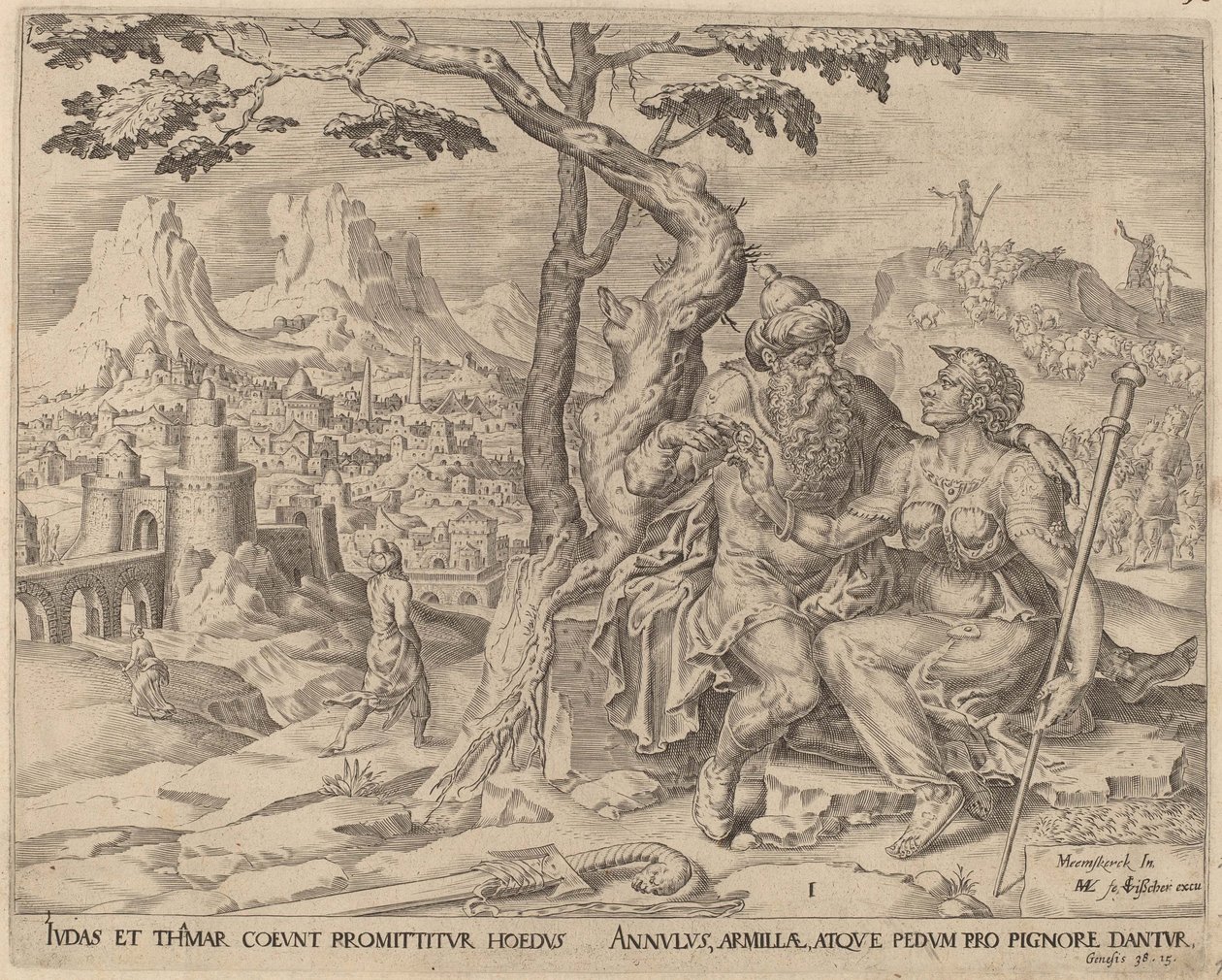 Juda gibt Tamar das Pfand, um 1566 von Maarten van Heemskerck
