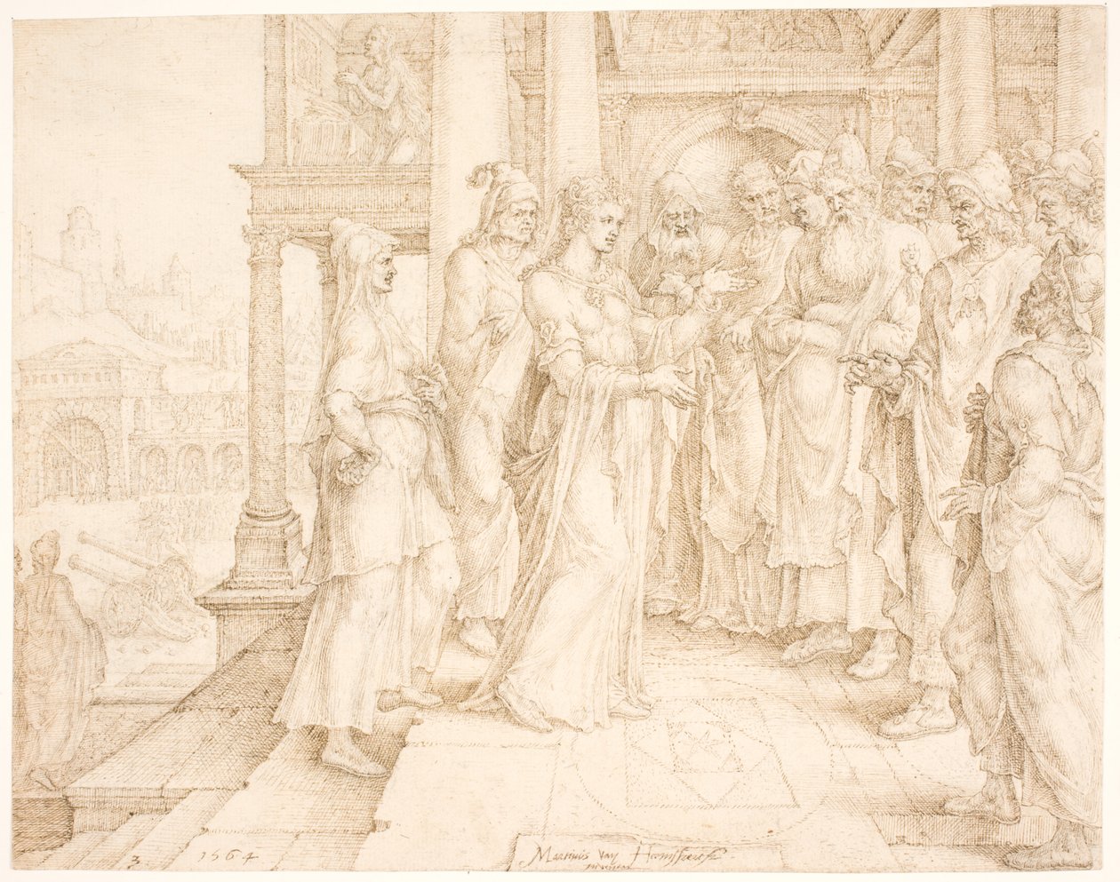 Judith spricht zu den Ältesten von Bethulia von Maarten van Heemskerck