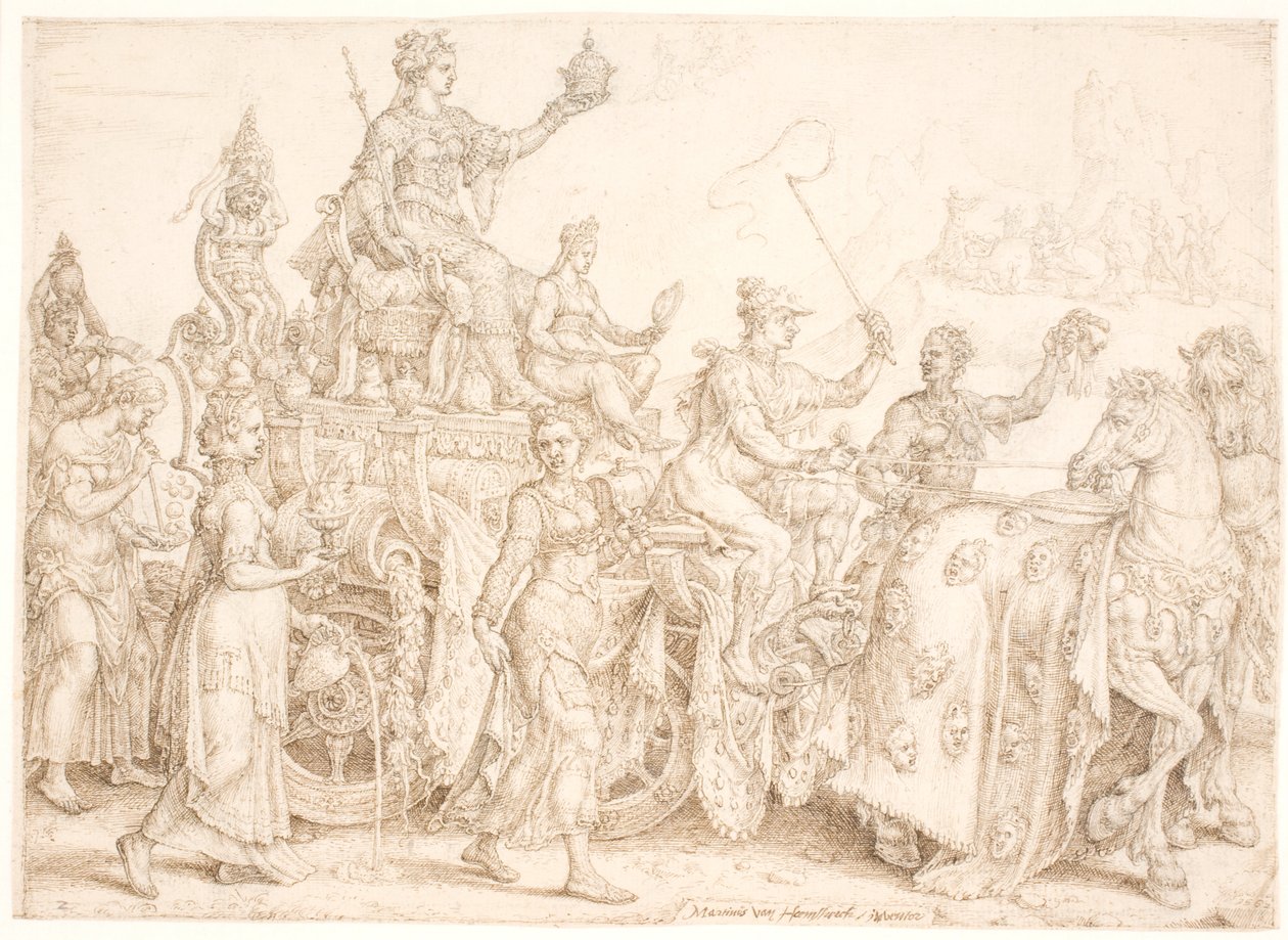 Triumphwagen. Opulentia (Reichtum) von Maarten van Heemskerck