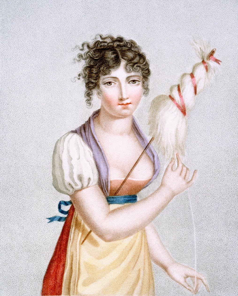 Die Spinnerin, graviert von Augrand, ca. 1816 von Madame G. Busset Dubruste
