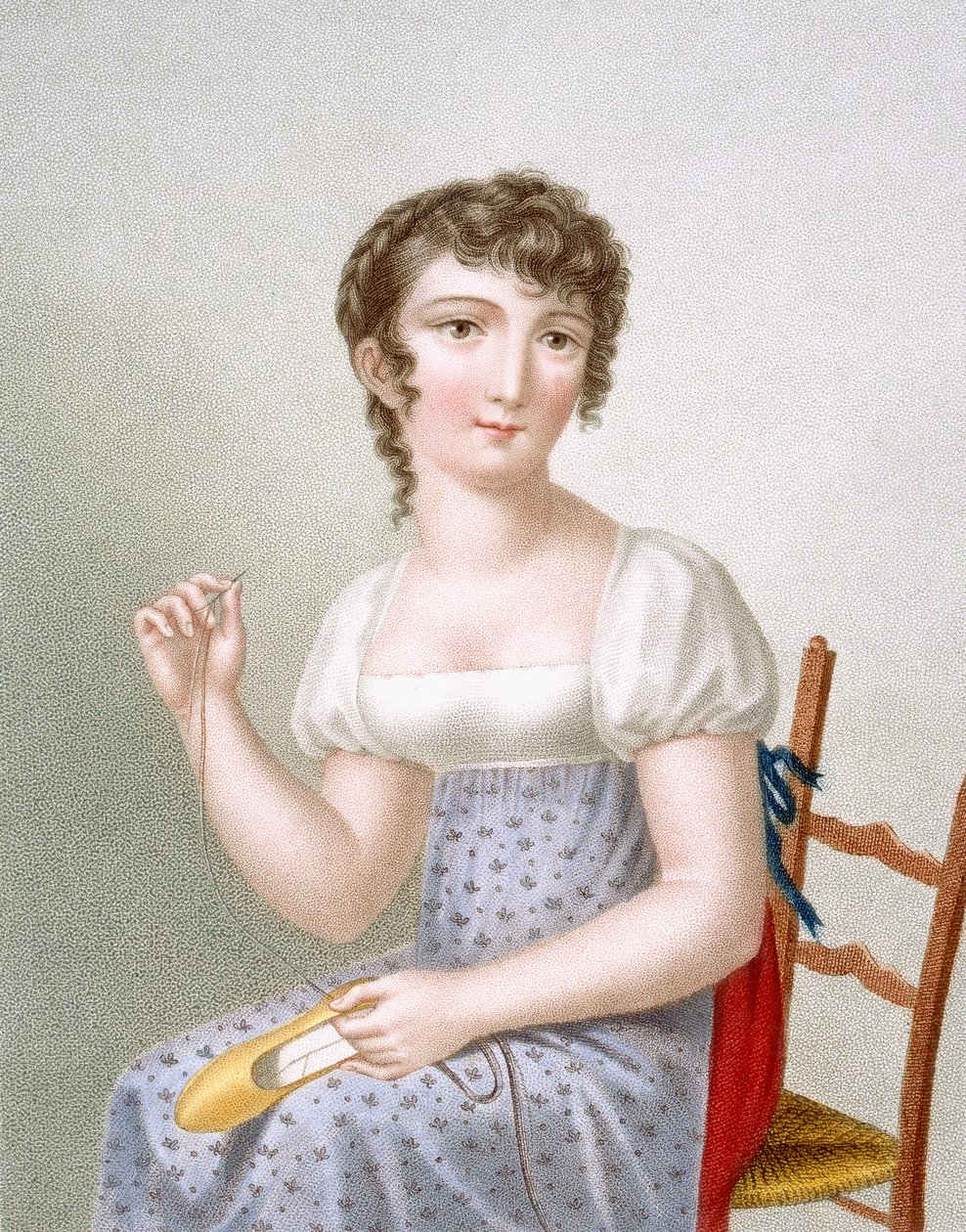 Die Stickerin, graviert von Duthe, ca. 1816 von Madame G. Busset Dubruste