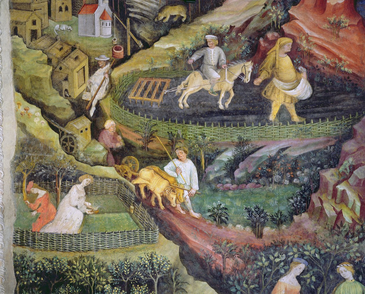 Dorfbauern bei der Arbeit im April von Maestro Venceslao