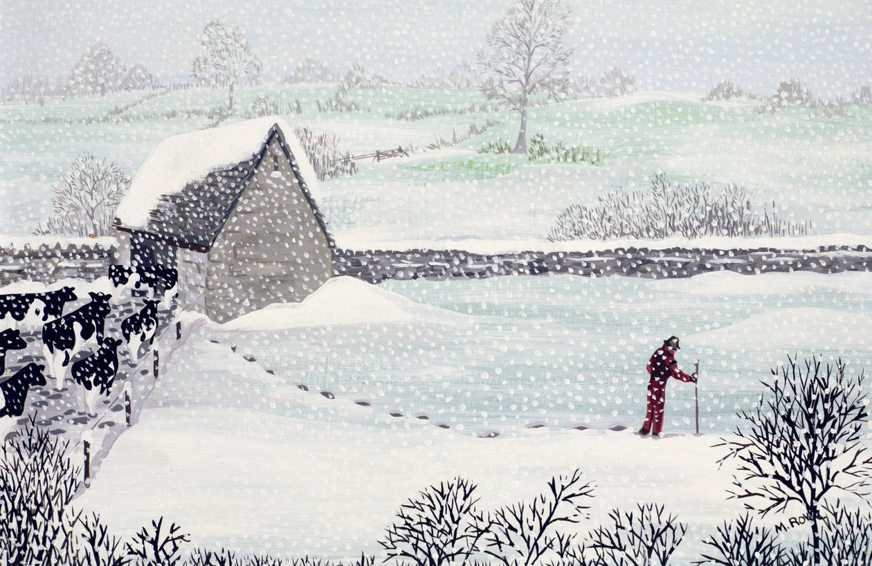 Cotswold Bauernhof im Winter von Maggie Rowe