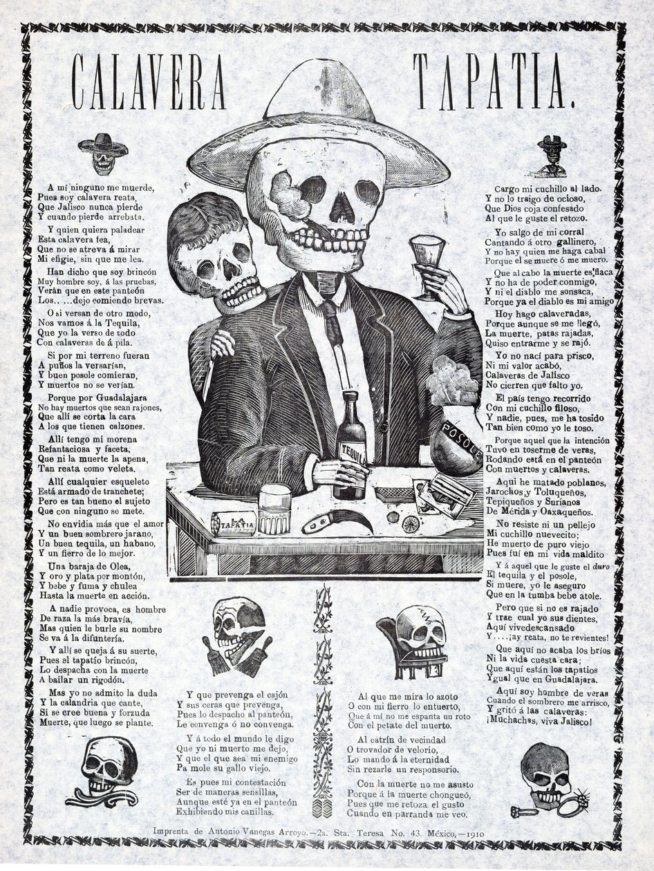 Calavera Tapatia, veröffentlicht 1910 von Manuel Manilla