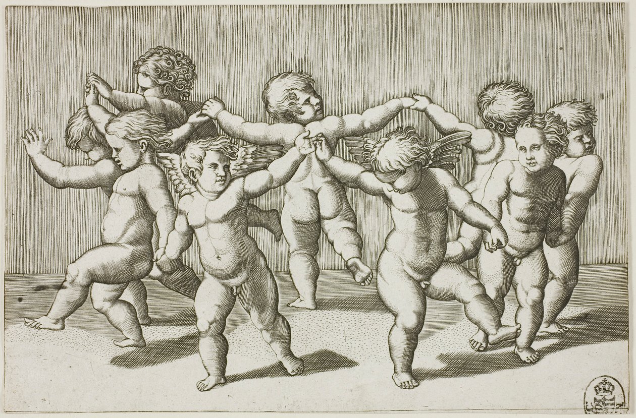 Tanz der Cupidos von Marcantonio Raimondi