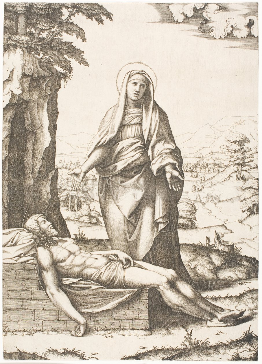 Die Pietà von Marcantonio Raimondi