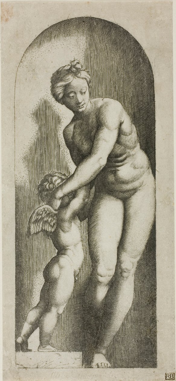 Venus und Amor von Marcantonio Raimondi