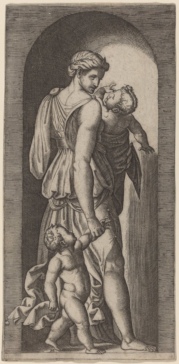 Nächstenliebe von Marcantonio Raimondi after Raphael