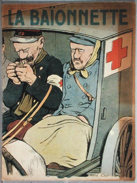 Karikatur eines Krankenwagens, Titelseite von La Baionnette, 28. Juni 1917 von Marcel Amable O.L. Capy