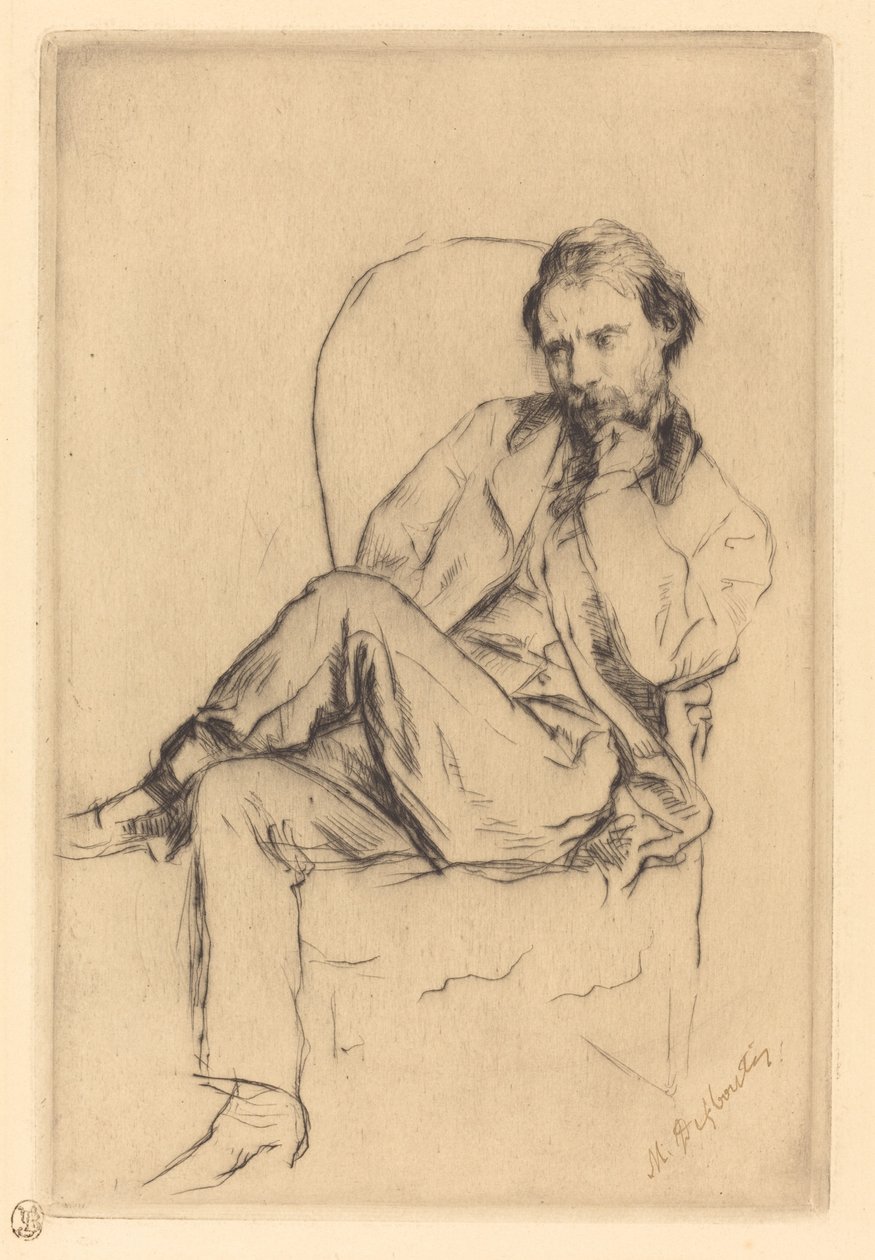 Renoir sitzt von Marcellin Gilbert Desboutin