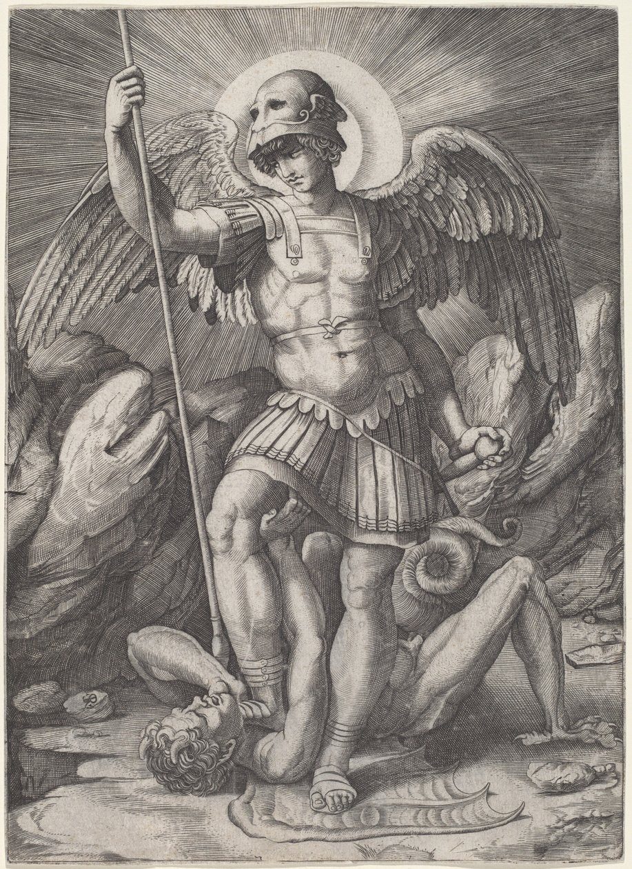 Sankt Michael von Marco Dente after Raphael