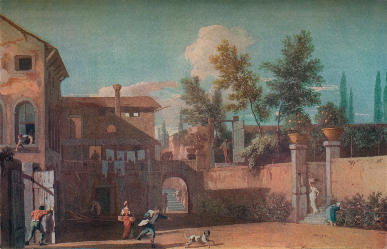 Hof einer italienischen Villa, ca. 1700, 1935 von Marco Ricci