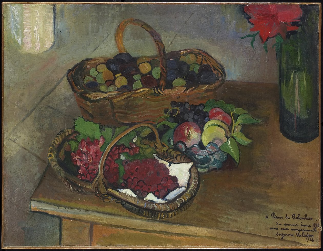 Stillleben: Obst und Blumen von Marie Clementine (Suzanne) Valadon