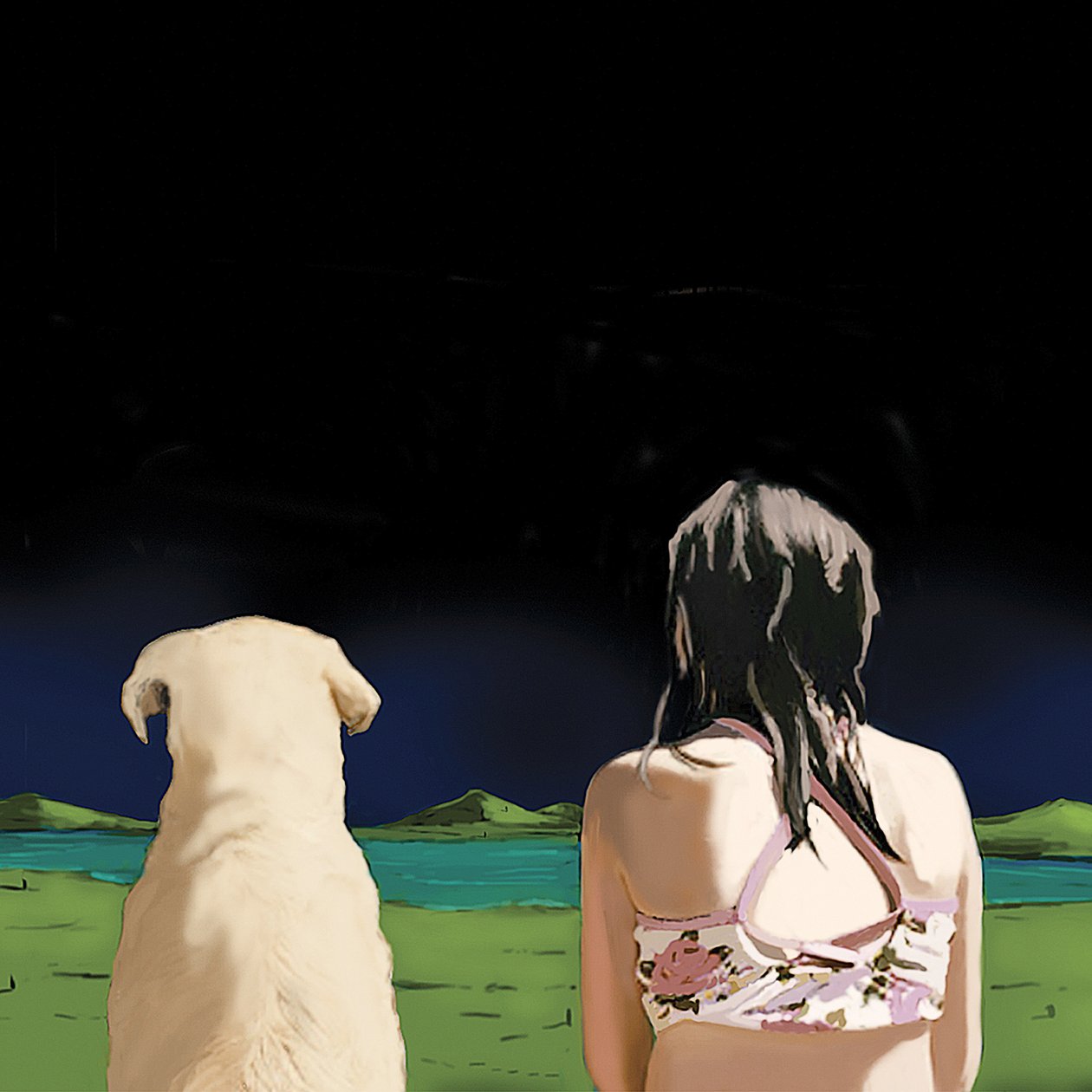 Mädchen und gelber Labrador von Marjorie Weiss