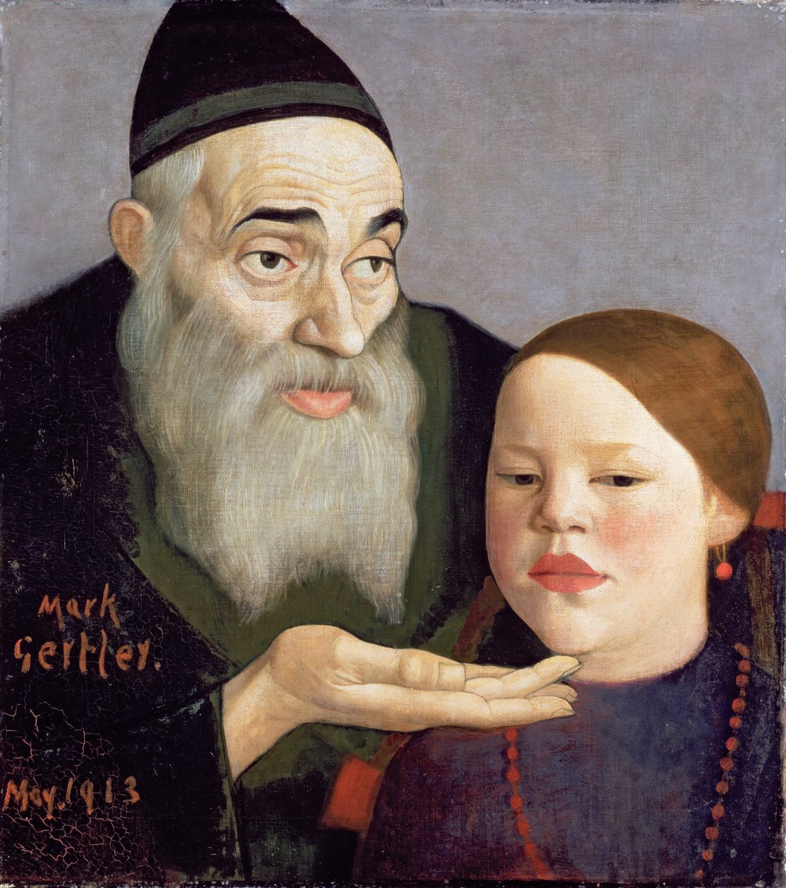 Der Rabbi und sein Enkelkind, 1913 von Mark Gertler