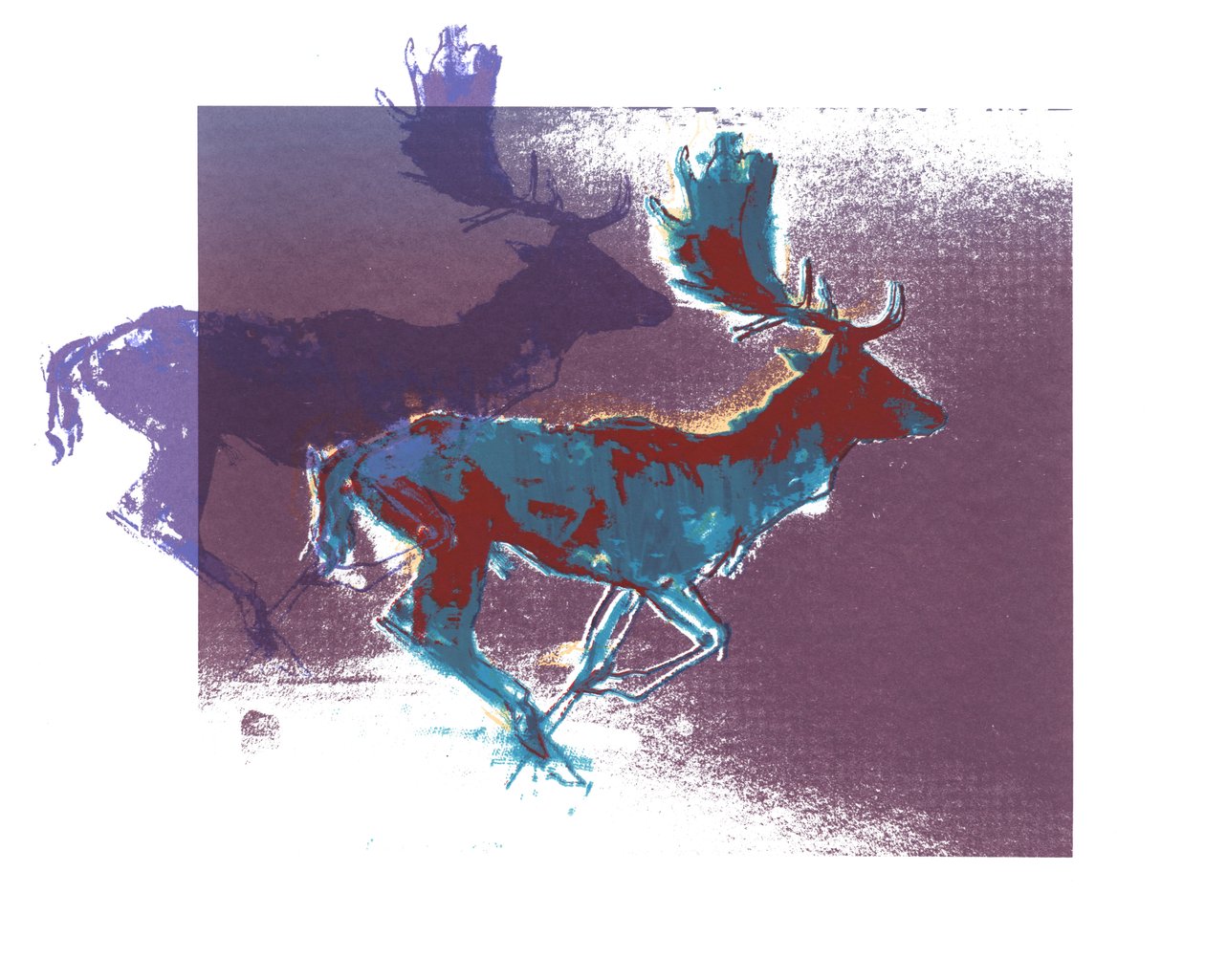Fallow Bucks (blaurot, lila), 2015 von Mark Adlington