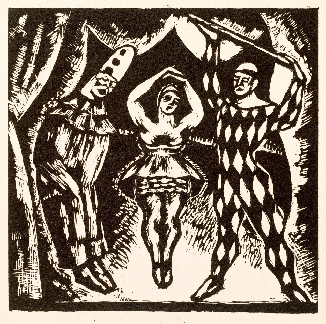 Harlekinade, Holzschnitt von Roger Fry von Mark Gertler